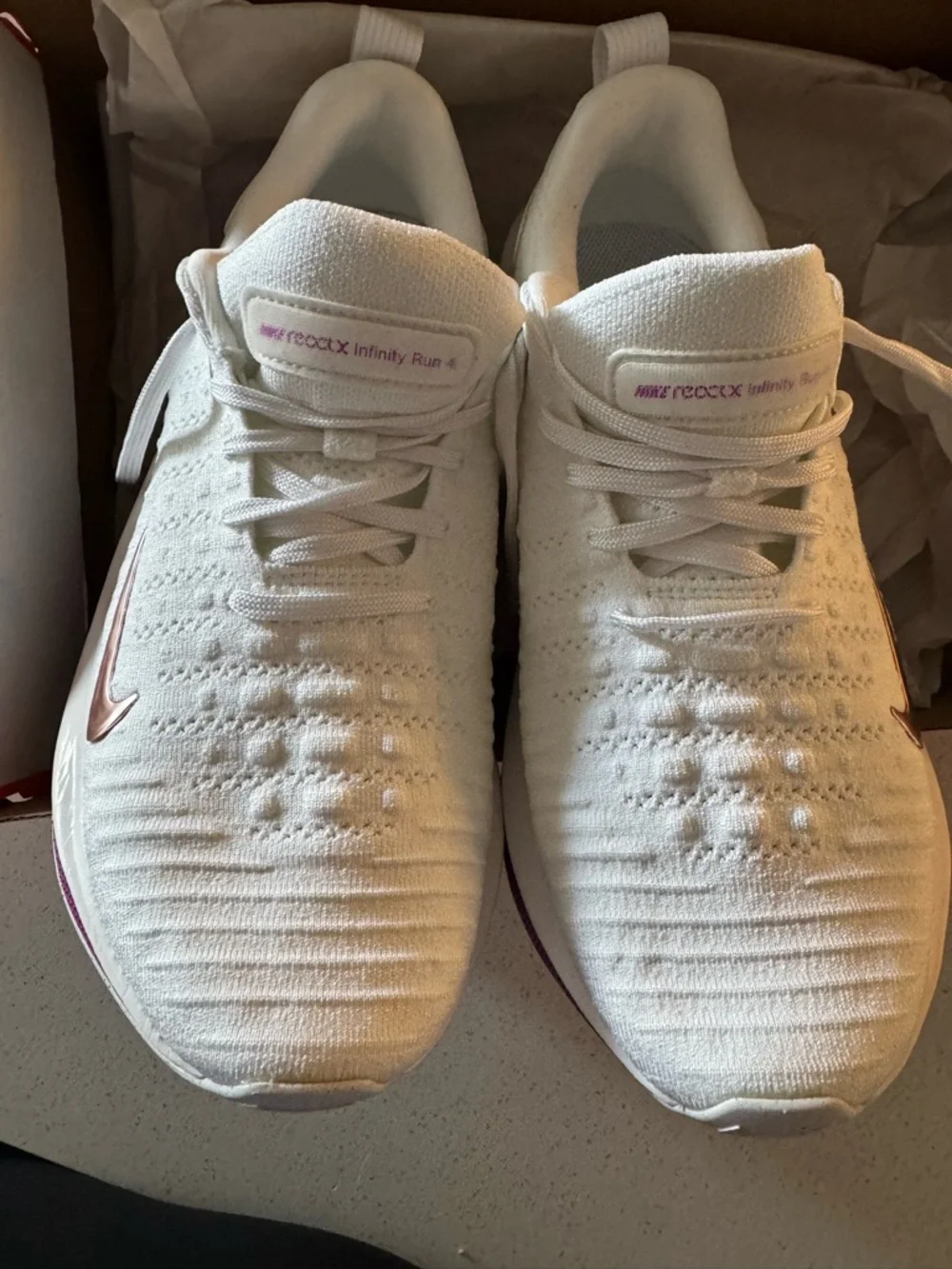 Nike Women’s White Knit Runners with Pink Accent - Picture 4 of 6